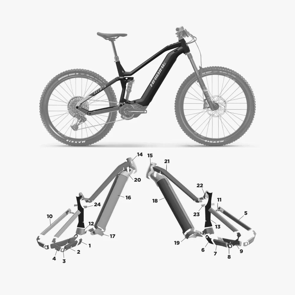 Kit de protection sur mesure Haibike Allmtn Alloy Yamaha 2022 – film de protection VTT Slicy